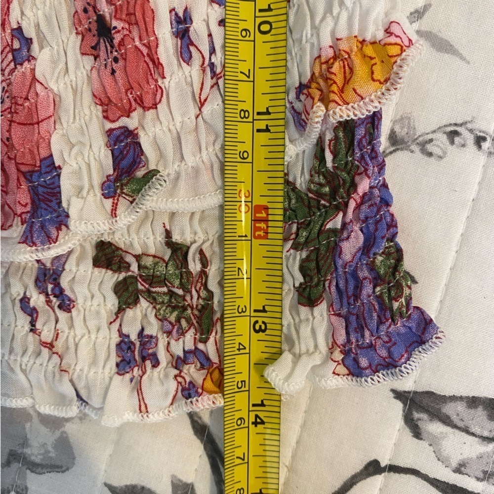 étophe studios cropped rouged asymmetrical floral white top size Medium - Picture 7 of 9